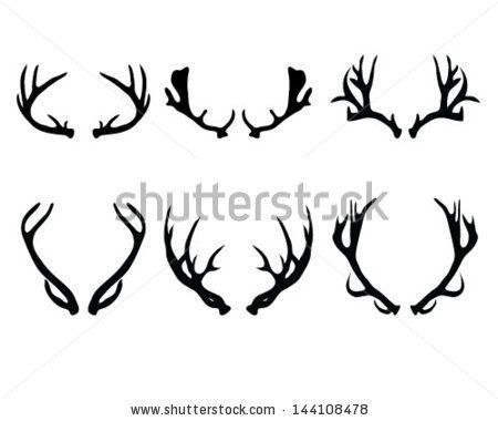 Silhouettes of deer antlers-vector by KatarinaF, via ShutterStock Antler Tattoo, Hirsch Silhouette, Stag Tattoo, Deer Horn, Deer Art, Lodge Decor, Deer Antlers, Future Tattoos, Antlers