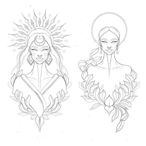 Hecate Goddess Tattoo Design, African Drawings, Leave Her Wild, Krishna Tattoo, Rough Sketches, Tattoo Apprenticeship, Chrysanthemum Tattoo, Laura May, Goddess Tattoo