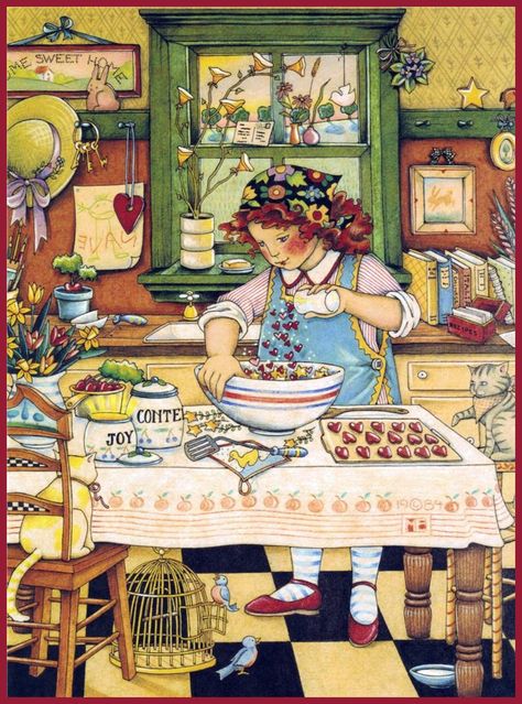 동화 삽화, Baking Art, Making Food, Mary Engelbreit, Decoupage Vintage, Art And Illustration, Childrens Illustrations, Kitchen Art, Whimsical Art