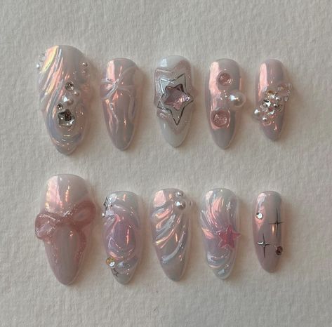 Pink Chrome Nails, Fake Nails Designs, Mermaid Nails, Really Cute Nails, Soft Nails, Kawaii Nails, Dream Nails, Funky Nails, Cute Acrylic Nails