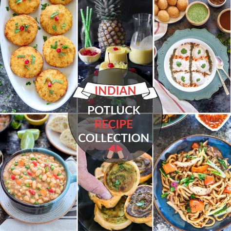 Looking for Indian Party Potluck Recipes for your next dinner party? Come right in, and we have a collection of over 220 recipes ranging from appetizers to drinks, main course, salads, and desserts. #potluck #indianpotluck #indianrecipes #diwalirecipes Potluck Indian Recipes, Indian Potluck Recipes, Indian Potluck Ideas, Lunch Indian, Desserts Potluck, Easy Potluck Desserts, Best Potluck Dishes, Breakfast Potluck, Easy Potluck