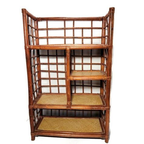 27” Tall Vintage BOHO MCM Bamboo & Rattan Fixed Shelf ETAGERE Book Plant Stand Vintage Rattan Furniture, Boho Shelf, Boho Mcm, Vintage Rattan, Bamboo Furniture, Rattan Furniture, Paint Furniture, Plant Stand, Vintage Boho