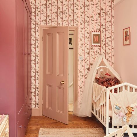 Create your nursery of dreams with soft pinks 👼🏼 Pairing 3 shades of pink creates peace and tranquillity whilst emitting happiness and comfort. ✸ Threadneedle No.262 on the walls is a pastel pink ✸ Egerton Place No.297 on the skirting boards and door highlights the surrounding woodwork ✸ Rothschild Street No.296 on the wardrobe adds a pop of colour These shades pair together beautifully, creating a calming and inviting space for both you and your little one 🩷 📸@asmalltownhouse Colourful Skirting Boards, Pink Skirting Boards, Skirting Board Paint, Overcome Shyness, Beds Kids, Traditional Nursery, Children's Bedroom Ideas, Nursery Decor Inspiration, Baby Nursery Inspiration