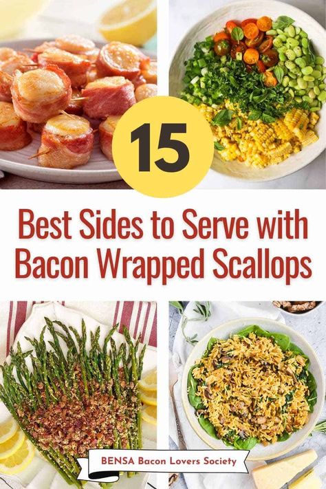 Scallops And Bacon, Scallops Wrapped In Bacon, Cold Italian Pasta Salad, Brussel Sprouts Recipes Easy, Bacon Scallops, Bacon Recipes For Dinner, Bacon Soup Recipes, Bacon Dinner, Lovers Society