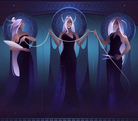 Clotho, Lachesis, Atropos By yliade.art on Instagram Fate Sisters Greek Mythology, Sisters Of Fate Greek Mythology, Moirai Greek Mythology, Sisters Of Fate, The Moirai, Goddess Of Fate, Thread Of Fate, Greek Gods And Goddesses, Greek And Roman Mythology