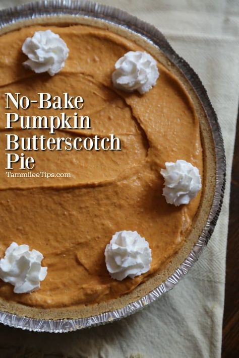 Easy No-Bake Pumpkin Butterscotch Pie perfect for Thanksgiving, Christmas, Holiday parties! This no-bake pies recipe is delicious! This dessert is great for the entire family. Crazy easy No-Bake Pumpkin Butterscotch Pie Recipe everyone will love! You will love the combination of pumpkin, butterscotch, and graham cracker crust. Butterscotch Pumpkin, Butterscotch Pie Recipe, Pumpkin Butterscotch, Butterscotch Pie, Warm Soup Recipes, Baking Recipes Pie, No Bake Pumpkin, Bake Pumpkin, Fruit Cobbler