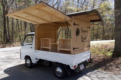 Micro Market Truck - Farmers Market Mini Truck : 16 Steps (with Pictures) - Instructables Crates Shelves, Micro Market, Farmers Market Booth, Farmers Market Display, Shiplap Siding, Mobile Coffee Shop, Small Bakery, Market Stands, Hot Dog Stand