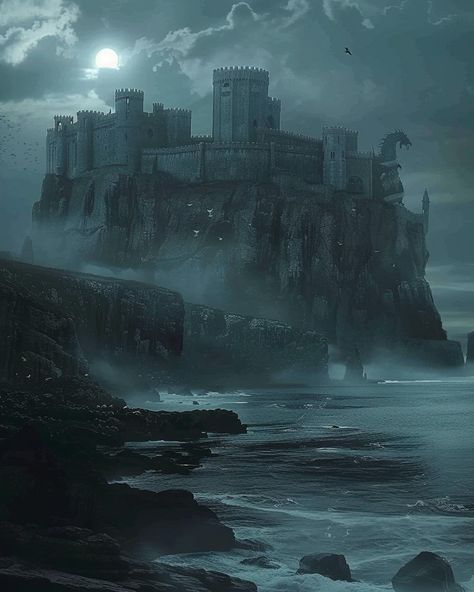 Dragonstone | Instagram Dark Castle, Fantasy Castle, Fantasy City, Fantasy Places, House Of Dragons, A Castle, Fantasy Artist, Fantasy Aesthetic, Fantasy Concept Art