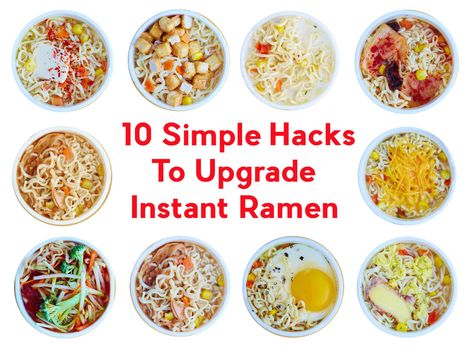 From a swirl of peanut butter to the requisite egg on top, here are 10 simple hacks to help you upgrade instant ramen. Upgrade Instant Ramen, Top Ramen Recipes, Ramen Hacks, Recipes Cauliflower, Ramen Recipes Easy, Delicious Banana Bread Recipe, Banana Bread Recipe Healthy, Healthy Afternoon Snacks, Noodle Recipes Easy