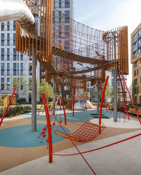 Fayna Town by Archimatika Children's Playground Equipment, Modern Playground, Playgrounds Architecture, Urban Playground, Kids Play Spaces, Children Playground, Adventure Playground, Play Ground, Property Design