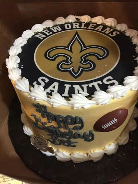 Saints Cake Saints Birthday Cake, Fall Cakes, Cupcake Designs, Birthday Cakes, Black And Gold, Baked Goods, New Orleans, Wedding Cakes, Cupcake