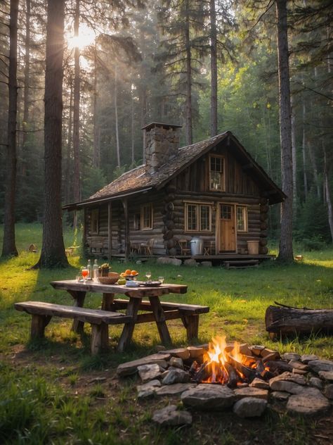 Lodge In The Woods, Small Cabin In Woods, Cozy Cottage In The Woods, Camp Cabins, Forest Hut, Cabin Porches, Woodland Cabin, Cabin Vibes, Camp House