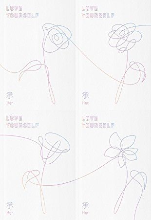 BTS LOVE YOURSELF ALBUM L,O,V,E versions Love Yourself Album, Kpop Tattoos, Dark Red Hair Color, Love Yourself Tattoo, Bts Tattoos, Bts Love Yourself, Bts Drawings, Bts Fans, Love Yourself