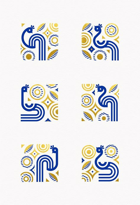 Creative Pattern Design, Branding Pattern Design, Peacock Illustration Design, Artsy Logo, Geometric Illustration Design, Logo Pattern Design, Pattern Logo Design, Pattern Branding, Peacock Graphic