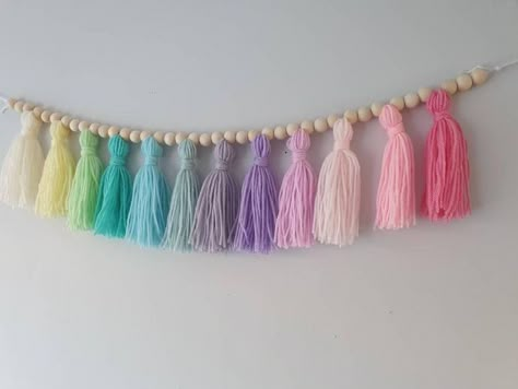 Pastel Bedroom Decor, Pastel Bunting, Wall Decor Pastel, Soft Toy Storage, Rainbow Bedroom, Rainbow Garland, Rainbow Wall Decor, Rainbow Toy, Pastel Nursery