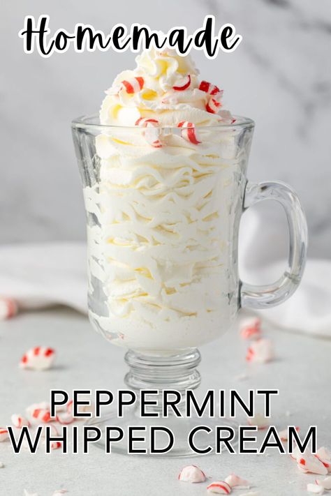 Infused Whipped Cream, Peppermint Whipped Cream, Flavored Whipped Cream, Mint Desserts, Peppermint Recipes, Recipes With Whipping Cream, Peppermint Patties, Coffee Drink Recipes, Homemade Whipped Cream