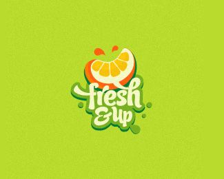 Fresh&Up logo by @mrmuctache - Logopond.com Work in progress Fresh Design Graphic, Fruit Logo Design, Juice Logo, Playful Logo, Fun Logo, Fresh Logo, Fruit Logo, Desain Pantry, Vintage Logos