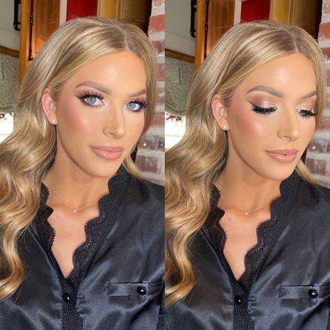 Full Glam Bridal Makeup Blonde, Bridesmaid Makeup Blue Eyes, Moh Hair, Wedding Makeup Blonde, Pageant Hair And Makeup, Green Eyes Blonde Hair, Bridal Makeup For Blue Eyes, Bridal Makeup For Blondes, Glam Bride Makeup