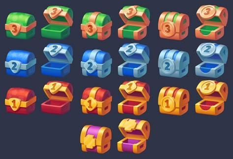 Currency Concept Art, Chest Game Art, Gardenscapes Game, Match Three Games, Game Assets 2d, Fishing Slot Game, Modular Game Assets, Game Icon Design, Coin Icon