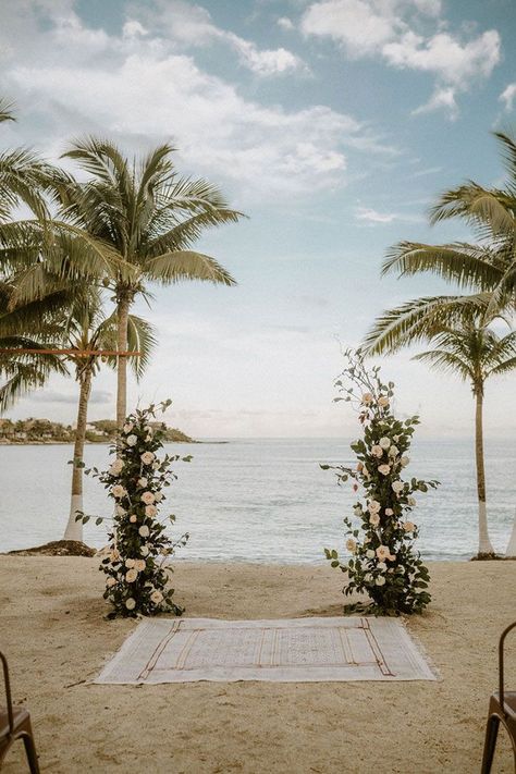 Free Standing Flower Pillars for a Beach Wedding Ceremony Floral Arch Beach Wedding, Beach Wedding Alters, Wedding Arch Beach Simple, Beach Wedding Small Ceremony, Beach Wedding Arbour, Wedding Alter Backdrop Outdoor, Beach Wedding Arbor Ideas, Ceremony Backdrop Beach, Standing Beach Wedding Ceremony