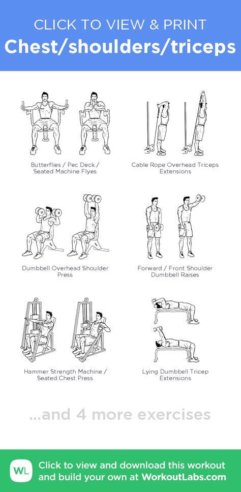 Chest/shoulders/triceps – click to view and print this illustrated exercise plan created with #WorkoutLabsFit Chest Shoulders And Triceps Workout, Chest Triceps Shoulders Workout, Chest Shoulder Tricep Workout Dumbbell, Chest Shoulder Tricep Workout Gym, Shoulder Chest Tricep Workout, Chest Tricep Shoulder Workout, Chest Shoulder Tricep Workout, Chest Shoulders Triceps Workout, Chest Tricep Workout