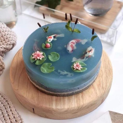 Pond Cake, Birthday Cake Designs, Funny Birthday Cakes, Jelly Cake, Pretty Dessert, Cute Baking, Pretty Birthday Cakes, Kue Ulang Tahun, Cute Birthday Cakes