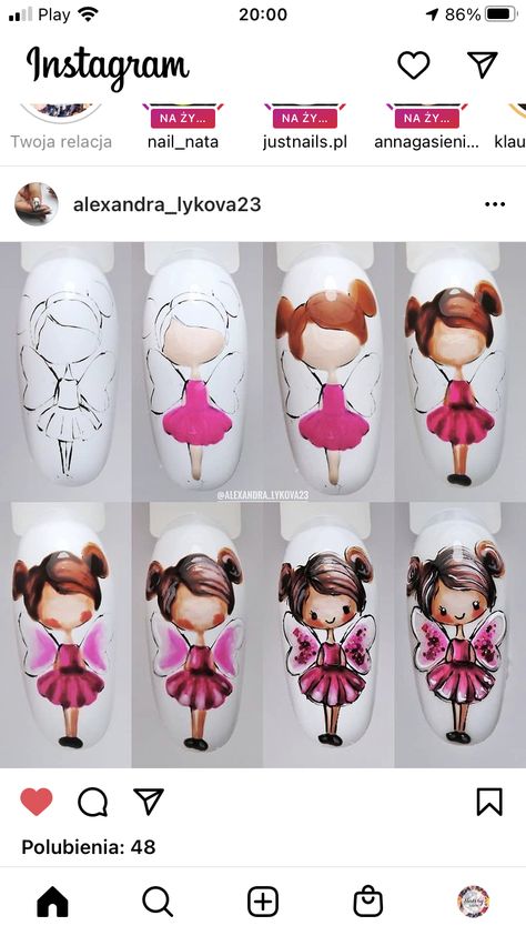 Doll Nail Art Designs, Miki Nails, Ganesh Tattoo, New Nail Art Design, Nail Techniques, Nail Art Techniques, Nail Pictures, Nail Art Designs Videos, Disney Nails