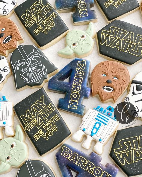 Star Wars 40th Birthday, 40th Birthday Cookies, Star Wars Cake Pops, Star Wars Themed Birthday Party, Star Wars Cookies, Star Wars Baby Shower, Star Wars Theme Party, Happy Star Wars Day, May The Fourth Be With You