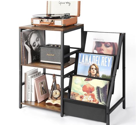 Bikoney Record Player Stand, Turntable Stand with 3-Tier Vinyl Record Storage, Record Player Table Holds Up to 200 Albums, End Table for Vinyl Records, Vinyl Record Holder Cabinet for Living Room Visit the Bikoney Store Lp Regal, Vinyl Record Storage Shelf, Vinyl Record Shelf, Record Player Table, Record Storage Cabinet, Vinyl Record Holder, Record Shelf, Turntable Stand, Album Storage