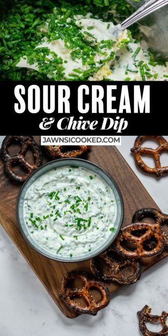 Easy, creamy 3-ingredient Sour Cream and Chive Dip! Made with simple ingredients, and loaded with fresh chive flavor, this game day or party dip goes great with crispy potato chips, crisp veggies, and more! Cooking With Chives, Sour Cream Chive Potatoes, Sour Cream Veggie Dip Easy, Sour Cream And Chive Dip, Veggie Dip Recipe Sour Cream, Chive Recipes, Sour Cream Veggie Dip, Chive Dip Recipes, Sour Cream Chive Dip