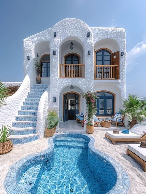 Greece House, Santorini Villas, Studio At Home, Villa Resort, Retirement Living, Greek House, Home Themes, Art Studio At Home, House Dream