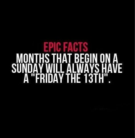 #FunFactFriday is all about today, #Fridaythe13th! It's unclear when Friday & 13 became linked with the superstition most connect it with. Though there are many theories, there aren't any mentions of Friday the 13th before the 19th century. If you fear Friday the 13th, your fear has a name! It's called paraskevidekatriaphobia. Not sure how to pronounce it? NPR offers that pronunciation! #badluck #funfacts #didyouknow #fears #superstition Friday The 13 Quotes Funny, Friday The 13th Quotes, Friday The 13th Funny, Quotes Friday, Epic Facts, Friday Facts, November Quotes, Happy Friday The 13th, Fun Fact Friday