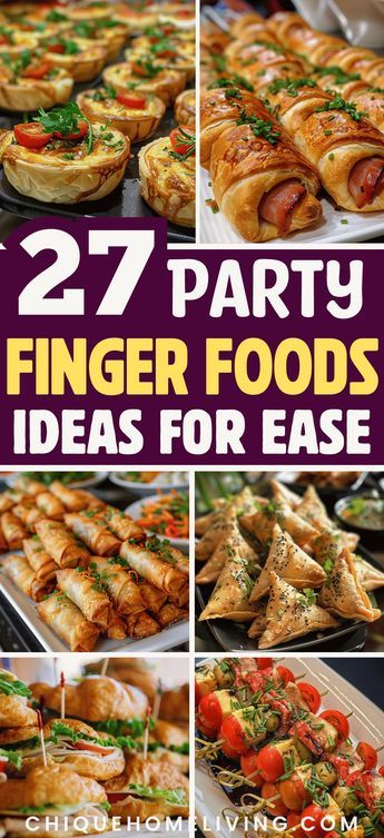 Planning a party and need crowd-pleasing finger food ideas? 🎉🍴 Discover 27 Easy & Delicious Party Finger Food Ideas to Wow Your Guests! From savory bites to sweet treats and everything in between, these recipes are simple to make and sure to impress. Whether you're hosting a casual gathering or a formal event, these appetizers will keep your guests coming back for more. Save this pin for quick and tasty party solutions that will elevate your entertaining game! Bday Party Dinner Food Ideas, Movie Night Finger Food Ideas, Birthday Bites Ideas, Party Snack Foods For A Crowd, Finger Foods At Wedding, Food Options For Birthday Party, Bunco Food Appetizers, Engagement Party Finger Food Ideas, Ideas For Finger Foods For Party