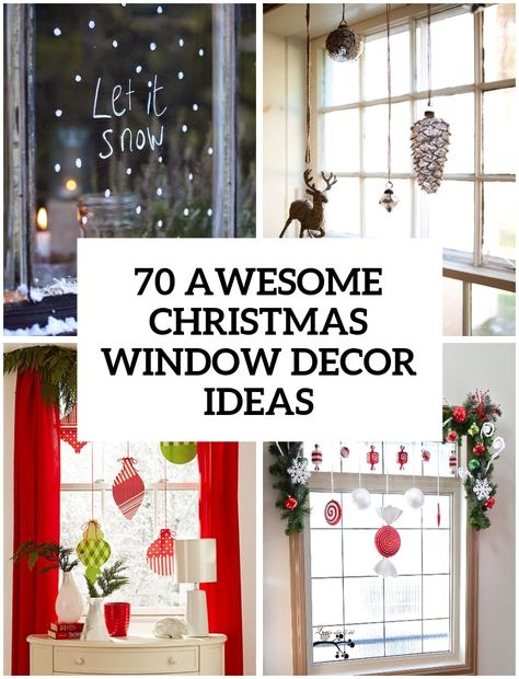 70 Awesome Christmas Window Décor Ideas - DigsDigs Bay Window Christmas Decor, Xmas Window Decorations, Diy Christmas Window, Christmas Window Decoration, Christmas Window Display, Window Decorations, Indoor Window, Christmas Window Decorations, Colonial Christmas