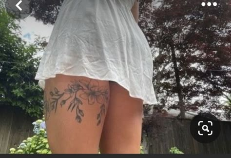 Cute Upper Thigh Tattoos, Upper Body Tattoos For Women, Under Thigh Tattoo, Behind Thigh Tattoo, Upper Inner Arm Tattoos For Women, Upper Leg Tattoos Women, Outer Thigh Tattoo, Behind Leg Tattoo Thighs, Above Knee Tattoos Women