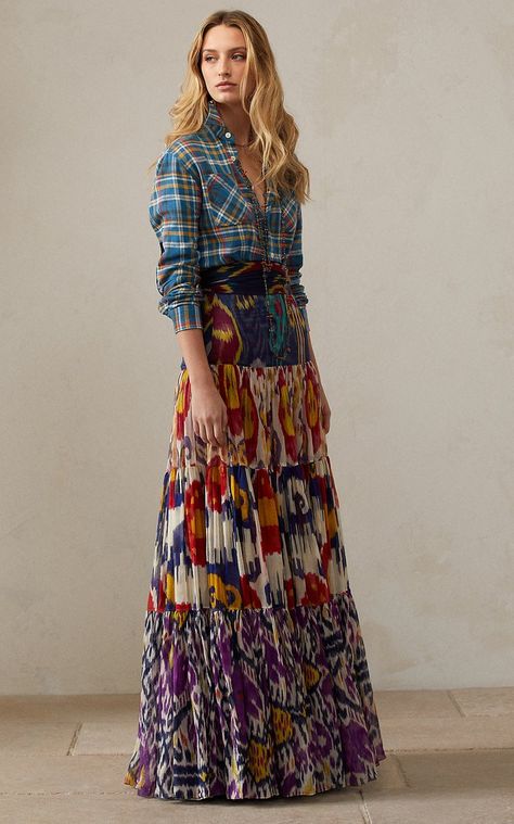 Women's Ralph Lauren Spring Summer 2022 Collection | Moda Operandi Ralph Lauren 2022 Women, Ralph Lauren 2022, Madras Shirt, Silk Maxi Skirt, Women Ralph Lauren, Ralph Lauren Style, Ikat Print, Ralph Lauren Collection, Outfit Women