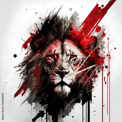 Majestic lion head graffiti on the wall, creative abstract elements on white background ,made with Generative AI Stock Illustration | Adobe Stock Tattoo Lion, Armband Tattoo Design, Tiger Wallpaper, Majestic Lion, Abstract Elements, Trash Polka, Lion Art, Tat Ideas, Lion Tattoo