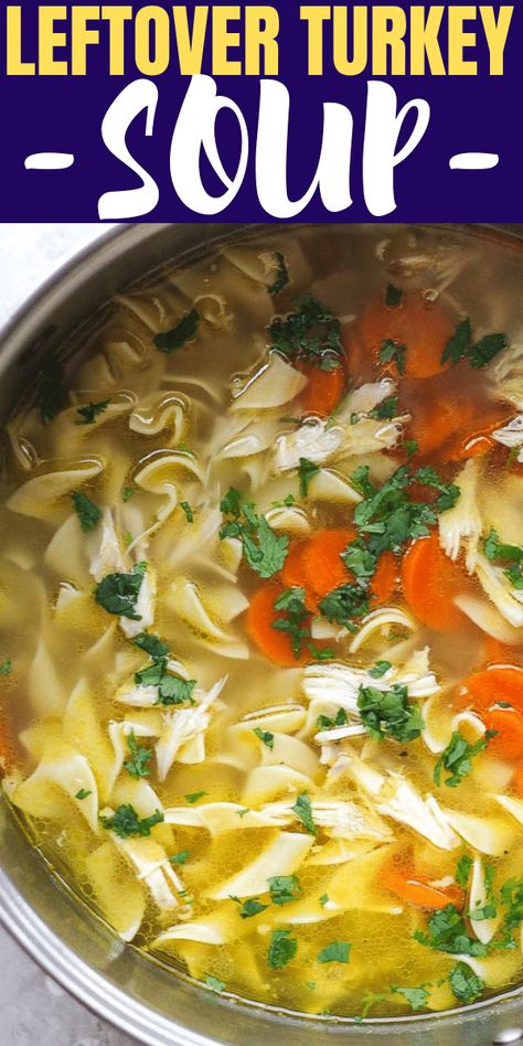 Soup Thanksgiving, Easy Turkey Soup, Slow Cooker Turkey Soup, Turkey Soup From Carcass, Leftover Soup, Creamy Turkey Soup, Homemade Turkey Soup, Soup Turkey, Leftover Turkey Soup