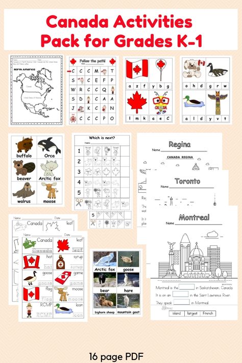 "Travel” to Canada with this fun Canada Activities Pack for K-1. We hope they will be useful in centers or groups work when you learn about Canada. @WiseOwlFactory #CanadaDay #Canada #K-1Learning #Homeschooling #Grade1 #Kindergarten Canada Activities For Kids, Canada Day Activities For Kids, Canada Crafts For Kids, Canada Day Activities, Canada Activities, Canada Crafts, Canada School, Canada For Kids, Travel To Canada