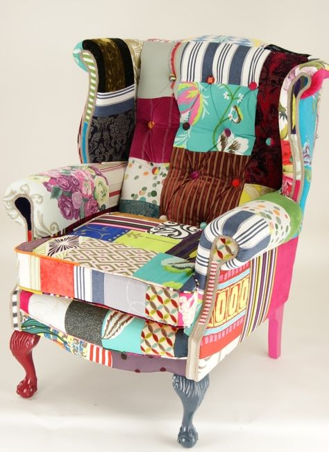 Patchwork Armchair, Patchwork Upholstery, Patchwork Furniture, Patchwork Sofa, Bespoke Chair, Patchwork Chair, Funky Chairs, Art Deco Armchair, Art Deco Chair