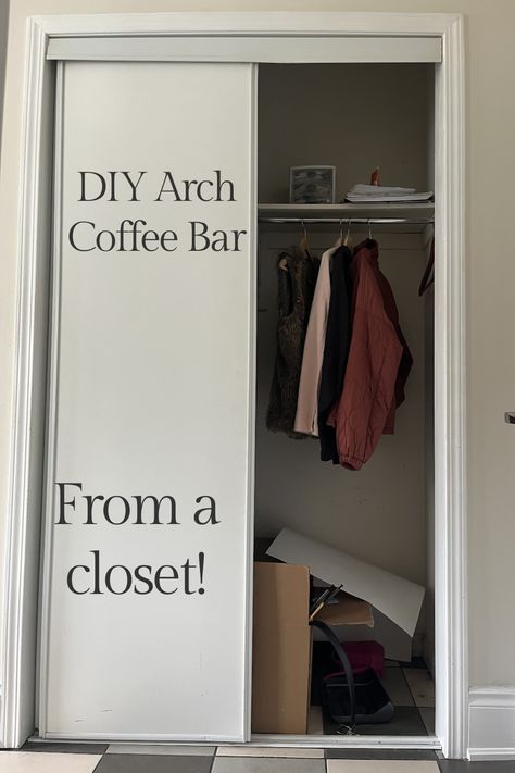 Using IKEA Kitchen Cabinets, I created my dream coffee bar and pantry. Here's the tutorial to make this stunning coffee bar! Coffee Bar Ideas In Closet, Turn Closet Into Coffee Bar, Coffee Bar Closet, Bar In Pantry, Coffee Bar And Pantry, Coffee Bar In Pantry, Coffee Closet, Built In Coffee Bar, Building A Bar