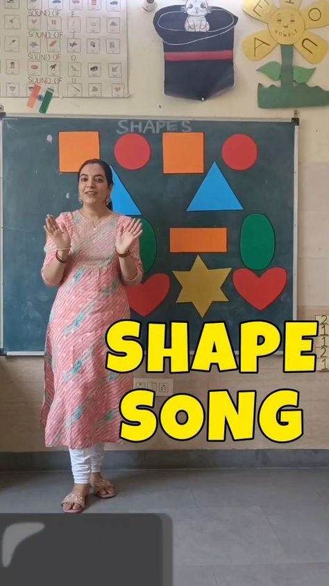 Gian_Tarang_Play_School | Our Lovely Priyanka Maam comes up with a Shape Song 🔺◾🔵⭐♥️ making it easy for the young children to recognise and learn Shape Names.... | Instagram Shape Poems For Kids, Shapes Song, Song Making, Shape Poems, Shape Songs, Easy Math Activities, Shape Names, Vowel Sound, Shapes Preschool