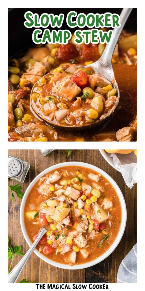 Slow Cooker Camp Stew Campfire Stew Slow Cooker, Camp Stew Recipe, Slow Cooker Corn Casserole, Slow Beef Stew, Slow Cooker Venison, Slow Cooker Stew Recipes, The Magical Slow Cooker, Slow Cooker Stew, Flavorful Vegetables