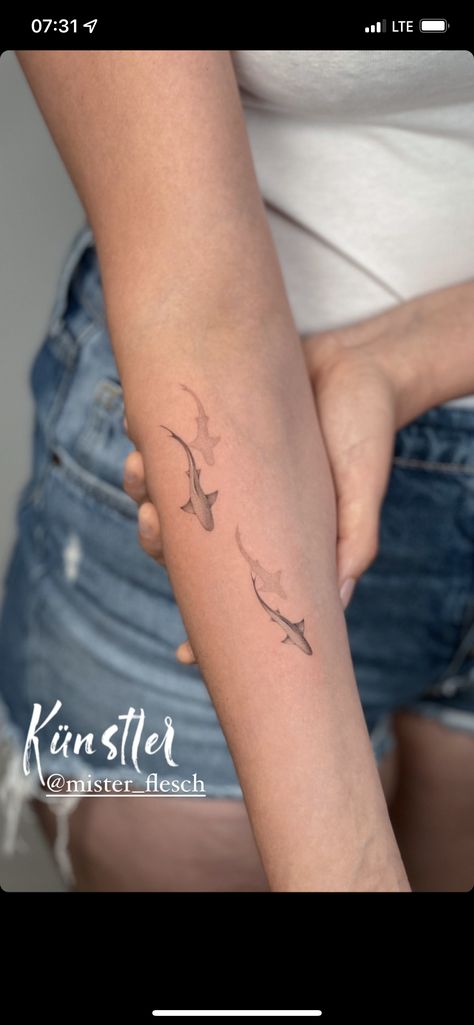 Girly Shark Tattoo, Whale Shark Fine Line Tattoo, Feminine Shark Tattoo For Women, Simple Shark Tattoos For Women, Shark Fine Line Tattoo, Lemon Shark Tattoo, Fine Line Shark Tattoo, Scuba Diver Tattoo, Hammerhead Tattoo