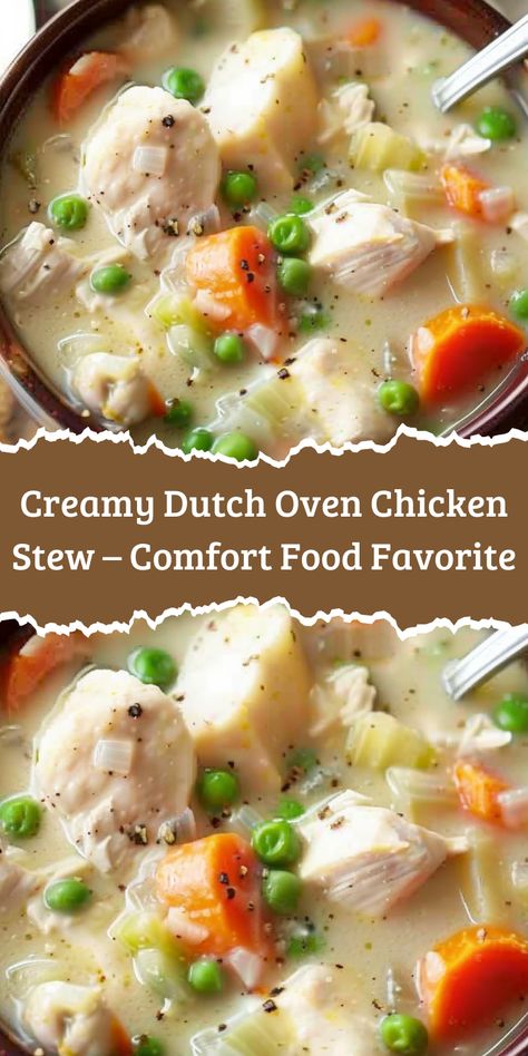 This creamy, savory chicken stew is a must-try! Made in a Dutch oven with simple ingredients, it’s the ultimate comfort food for cold days. Dutch Oven Chicken Recipes, Food For Cold Days, Simple Chicken Recipes, Dutch Oven Chicken, Oven Chicken, Simple Chicken, Dutch Oven Recipes, Savory Chicken, Chicken Stew