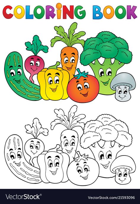 Vegetable Coloring Pages, Book Vector, Kids Vegetables, Vegetable Pictures, Coloring Book Download, Fruit Coloring Pages, Clip Cards, Color Worksheets, Animal Coloring Pages