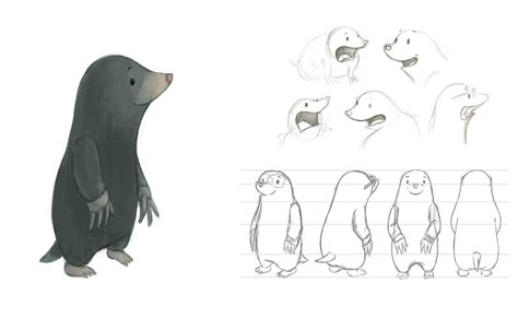 23/04 I really like this character design of a mole. It's very simple, and includes a colour reference, expressions and a turnaround. -SL Mole Drawing Easy, Cute Mole Illustration, Mole Cartoon Drawing, Mole Illustration Drawing, Mole Animal Drawing, Mole Drawing Cute, Mole Character Designs, Mole Animal Illustration, Mole Character Design