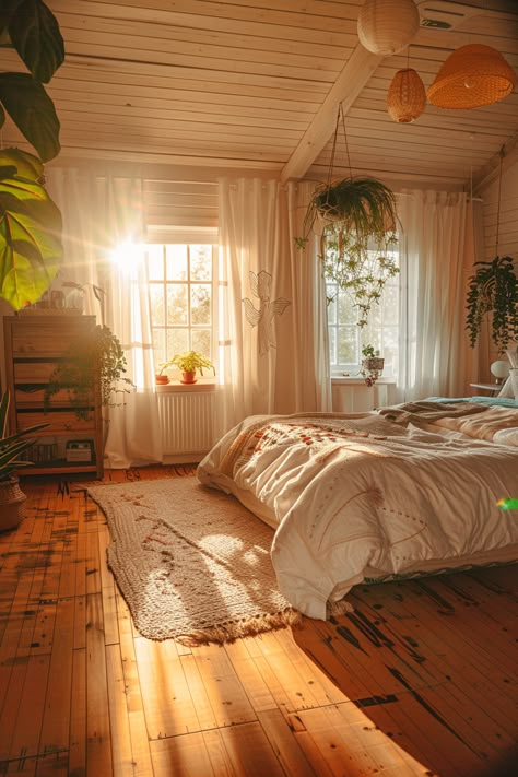 Cottagecore Bedroom Makeover Ideas - Quiet Minimal Charming House Interior, Cozy Cottage Inspiration, Cottage House Aesthetic Bedroom, Country House Interior Bedroom, Natural Lighting Bedroom, Cottage Modern Bedroom, Soft Cottagecore Aesthetic Bedroom, Warm Cottagecore Aesthetic, Cosy Warm Bedroom Aesthetic