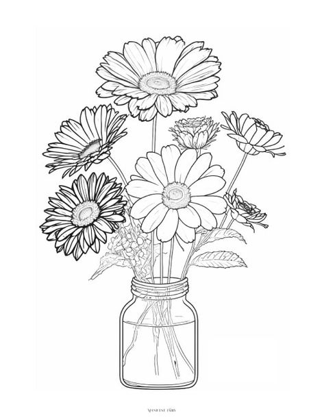 Coloring For Adults, Whiteboard Art, Mindfulness Colouring, Coloring Pencils, Adult Colouring Printables, Flowers Coloring, Flower Line Drawings, Embroidery Template, Colouring Printables