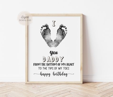 Daddy Birthday Footprint Card – AlniPrints Birthday Card From Baby To Daddy, Dad Birthday Craft, Footprint Poem, First Birthday Crafts, Happy Birthday Dad Cards, Birthday Gift For Hubby, Birthday Handprint, Men Crafts, Diy Birthday Gifts For Dad